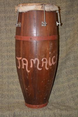 Large Vintage Conga Drum, Jamaica 26”x10”x10”