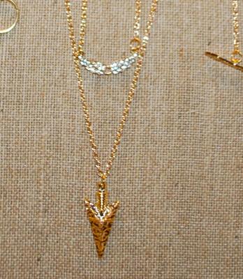 Multi-Layered Angel Wing, Spear & Arrow Rose Gold Necklace 28" L