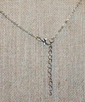 Small .925 Silver Blue Panda & Bamboo PENDANT (¾" Diam.) on Silver Tone Necklace Chain 18" L