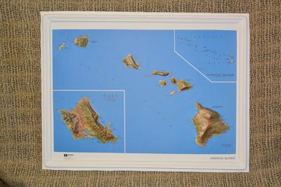 Hawaiian Islands Natural Color (NCR) Series 3D Raised Relief Map