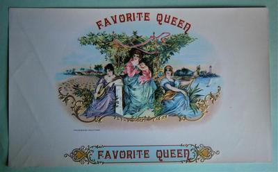 "FAVORITE QUEEN" Inner Lid Cigar Box Label, form early 1900's