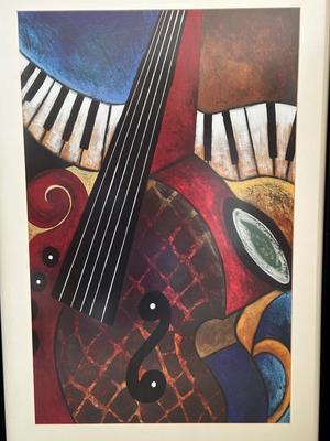 2 ABSTRACT WALL ART PIECES W/MUSIC THEME