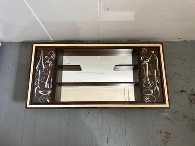 VINTAGE WALL SHELF WITH MIRRORED BACK
