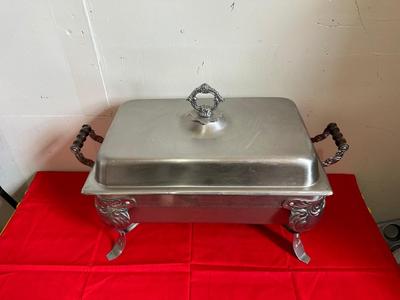 2 CHAFING DISHES AND ELECTRIC PERCOLATOR W/SPIGOT
