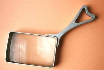 Vintage Solid Cast Aluminum Hand Held Magnifier