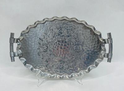 World Hand Forged Hammered Aluminum Oval Platter with Handles