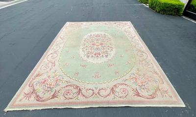 Tudor by Karastan 9 x 12 Wool Rug, Pink and Green