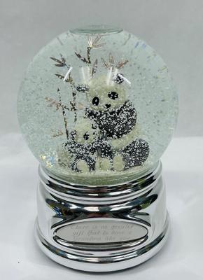 Vintage Panda with Baby Water Snowglobe Musical Decor Danbury