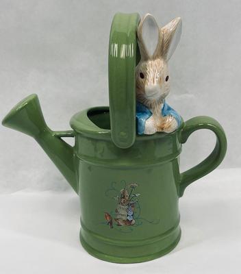 Royal Doulton Beatrix Potter Peter Rabbit inside of green Watering Can