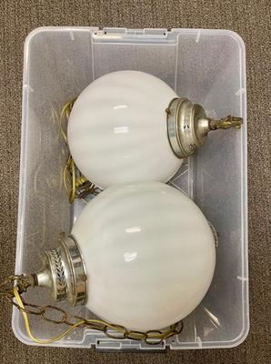2 lamp lot - Vintage MCM Pair of Glass Swag Lamps