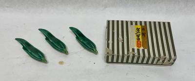 Vintage Set of 3 Ceramic Leaf-shaped Salts