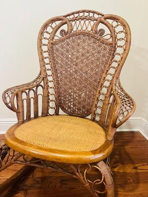 Antique Heywood Bros-Wakefield Rattan & Wicker Rocking Chair Read Measurements