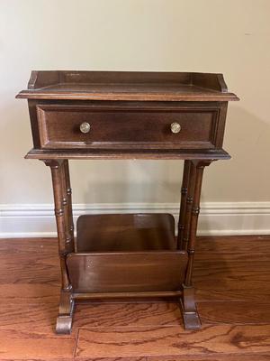 Vintage Small Mahogany Side Table Magazine Rack