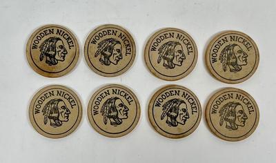 LOT of 8 Wooden Nickels Manning's Cafeteria California