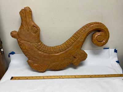 Carved Wood Alligator Wall Hanging