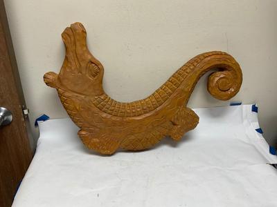 Carved Wood Alligator Wall Hanging