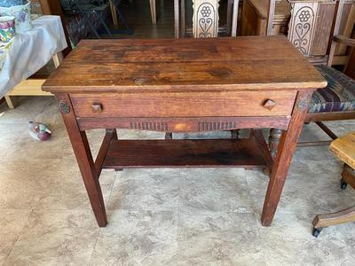 Vintage Solid Wood Arts & Crafts Table Desk