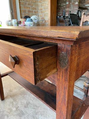 Vintage Solid Wood Arts & Crafts Table Desk