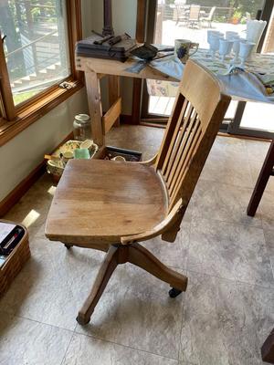 Antique Solid Oak Office Chair