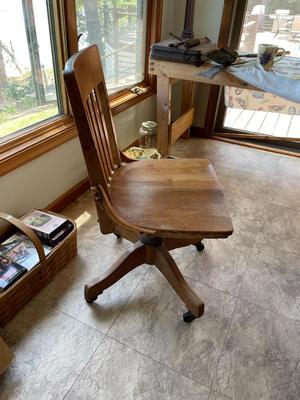 Antique Solid Oak Office Chair