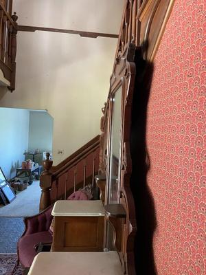 Victorian Marble Top Walnut Dresser with Mirror