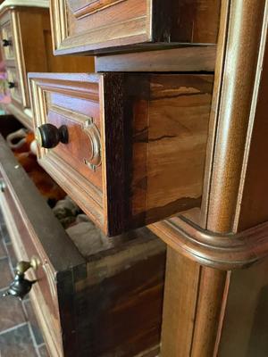 Victorian Marble Top Walnut Dresser with Mirror