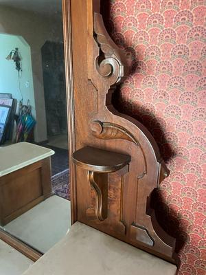 Victorian Marble Top Walnut Dresser with Mirror