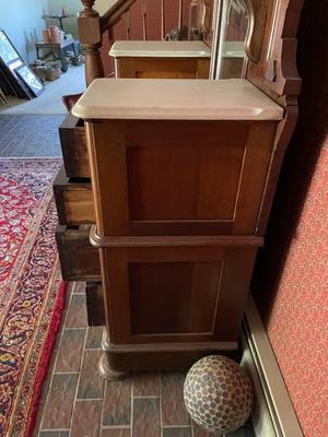 Victorian Marble Top Walnut Dresser with Mirror