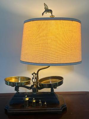 Vintage Brass Scale Cast Iron Base Night Watch Lamp