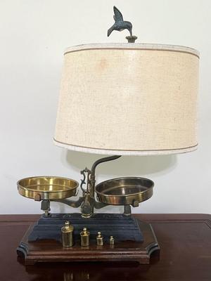 Vintage Brass Scale Cast Iron Base Night Watch Lamp