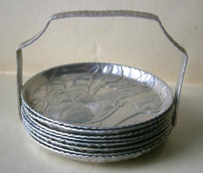 Mid Century Aluminum Coaster Set
