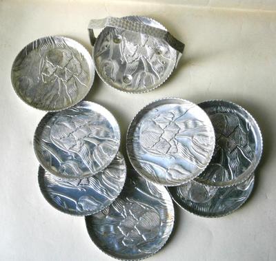 Mid Century Aluminum Coaster Set