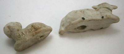 2 Vintage Small Bisque Sheep