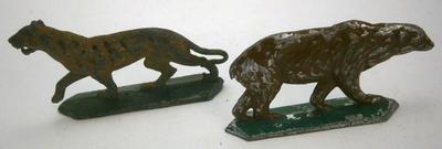 2 Vintage Painted Diecast Zoo Animals