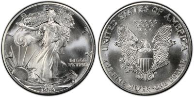 1989 $1 Silver Eagle (Regular Strike) - Qty 5