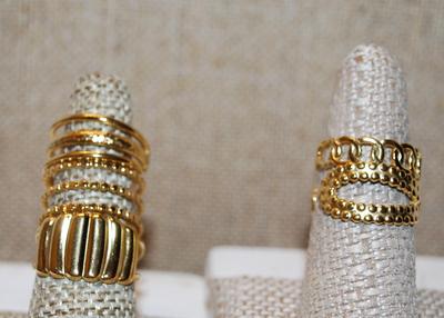 Size 8-9 Assortment of 5 OPEN BAND Gold Tone Rings