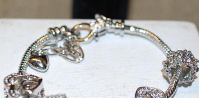 Metal "Seaside" Themed 9 Charms Bracelet with Toggle Clasp 8" Circumference