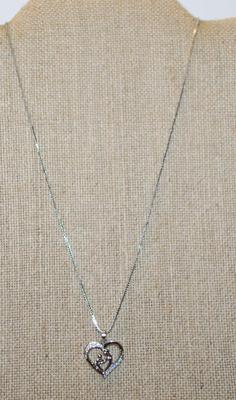 "Mother & Child" Inside a Glittered Heart PENDANT (¾" x ¾") on a Silver Tone Necklace Chain 17" L