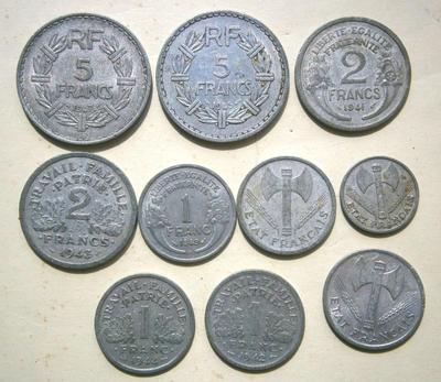 Lot of 10 Old French Coins