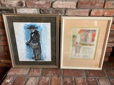 Vintage Frames Fashion Article and Signed "Merchant Of Venice" Prints