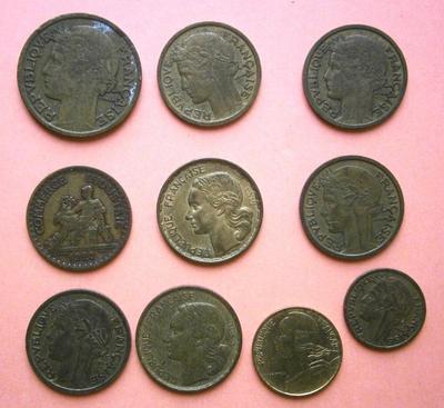 Lot of 10 Old French Coins