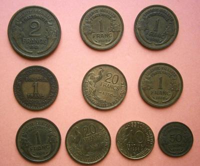 Lot of 10 Old French Coins