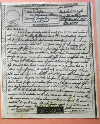 1944 WWII V-Mail