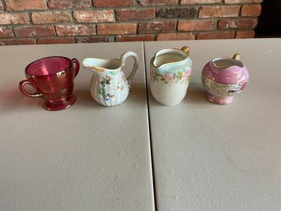 Vintage Pottery Creamers and Sugar Bowl