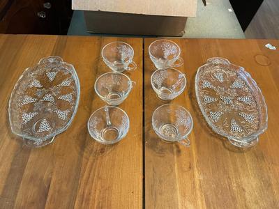 Vintage 1950s Anchor Hocking Crystal 8 Piece Snack Set with Cup