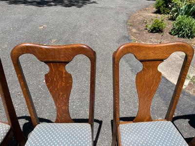 Set of 7 Tiger Oak Dining Chairs