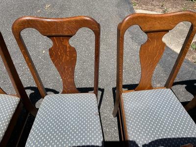 Set of 7 Tiger Oak Dining Chairs