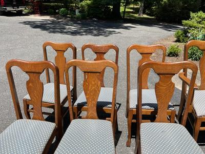 Set of 7 Tiger Oak Dining Chairs