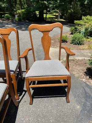 Set of 7 Tiger Oak Dining Chairs