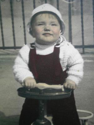 1950's photograph of Toddler in Walker